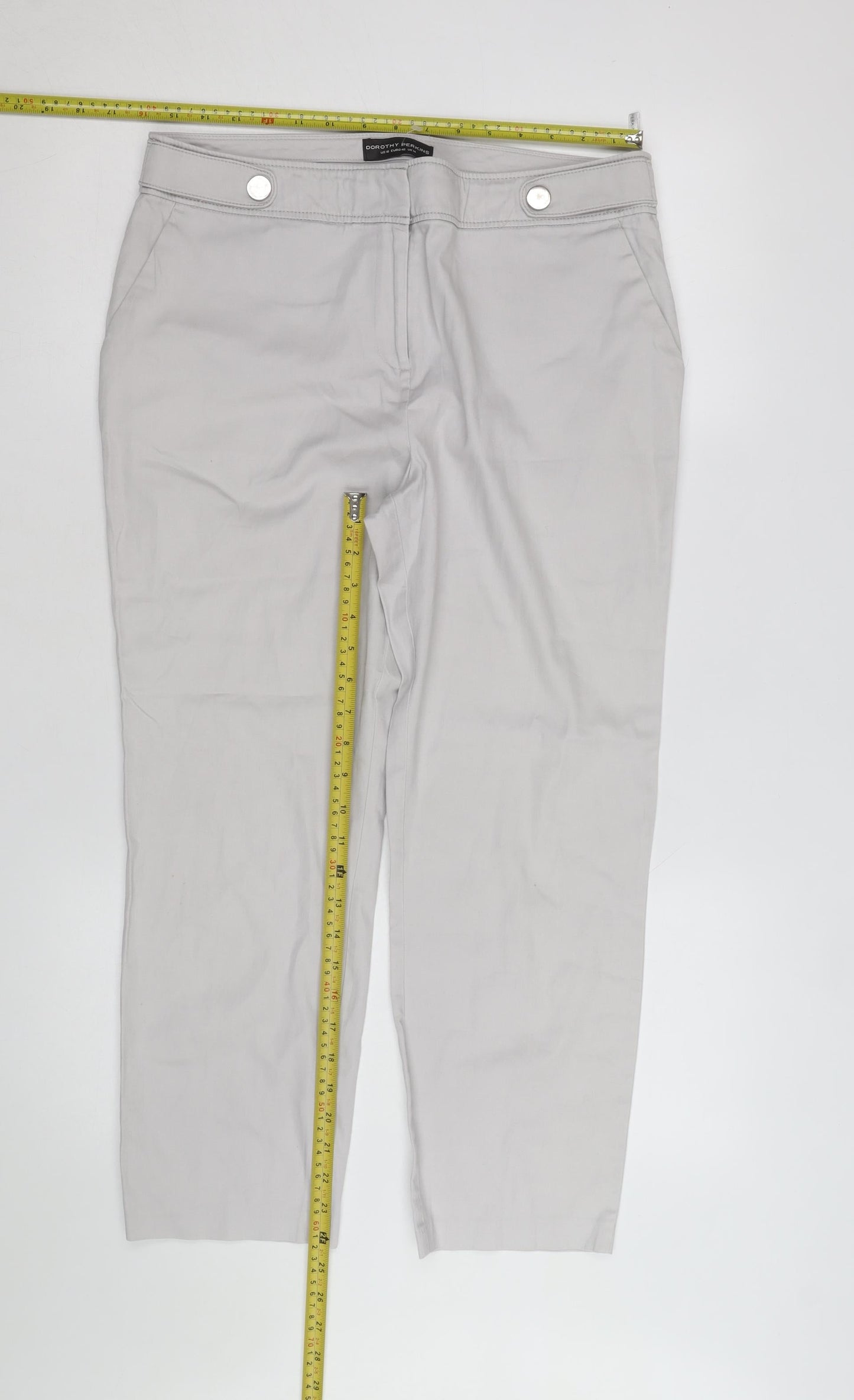 Dorothy Perkins Women Grey Chino Trousers Size 14 Regular Straight Leg