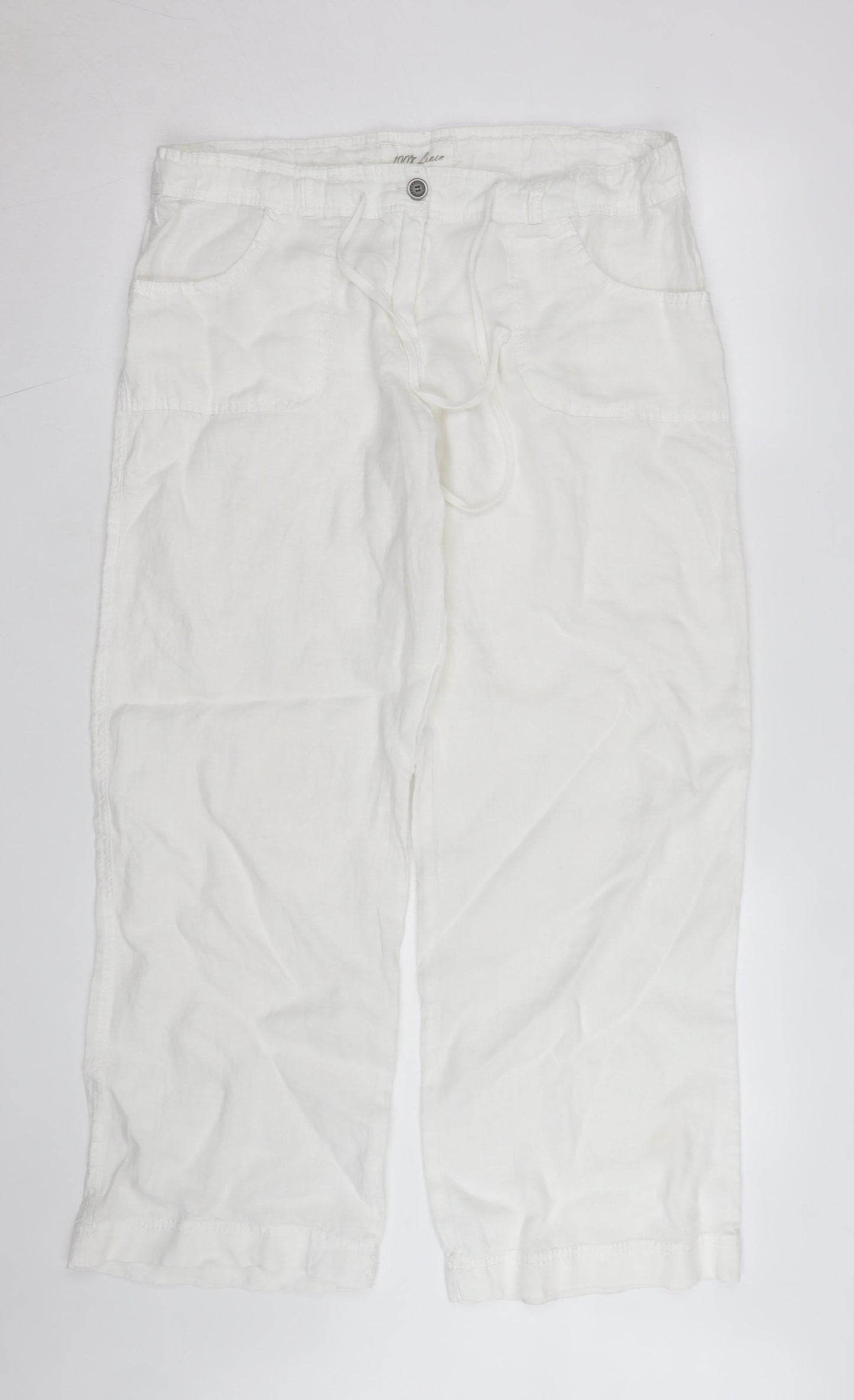 Atmosphere Women’s White Linen Cropped Trousers Size 14