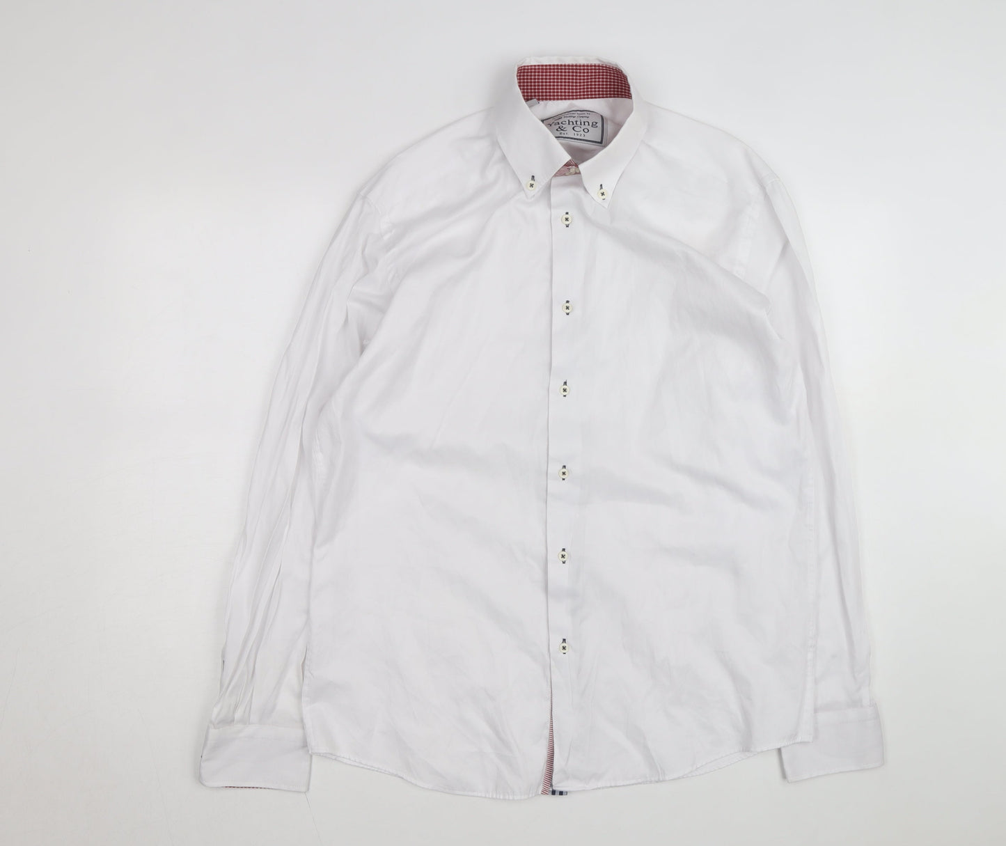 Yachting & Co Men's White Long Sleeve Button-Down Dress Shirt L