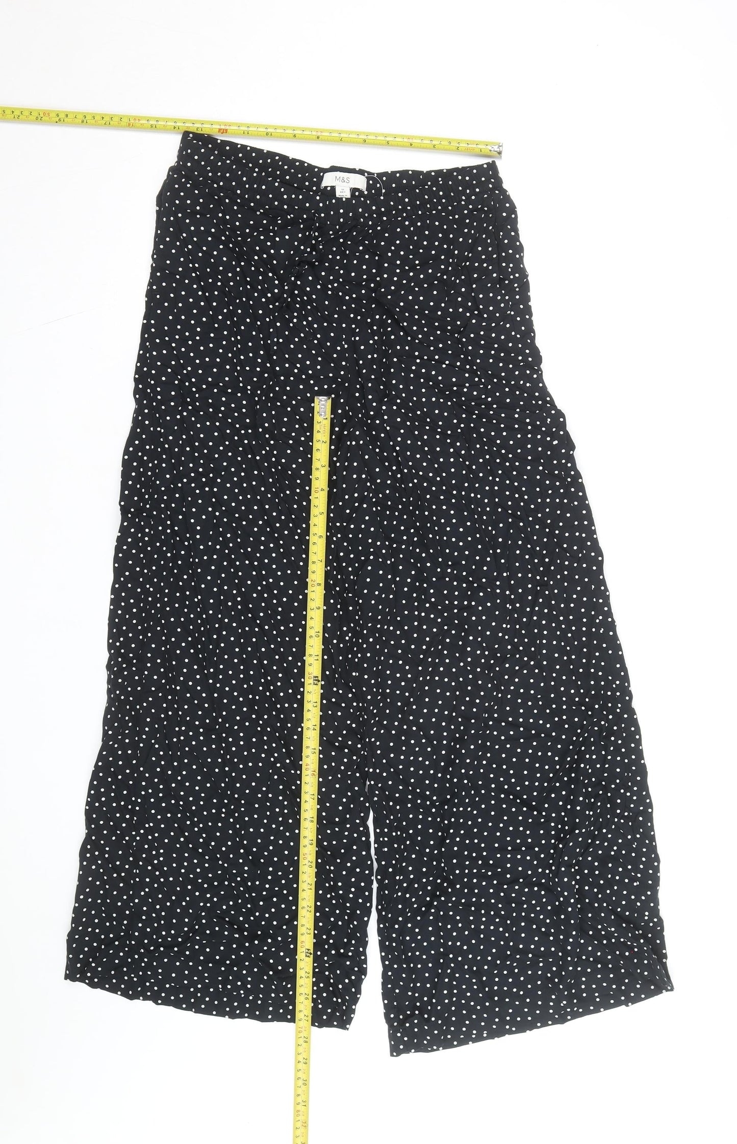 Marks and Spencer Women’s Black Polka Dot Wide-Leg Culottes Size 10
