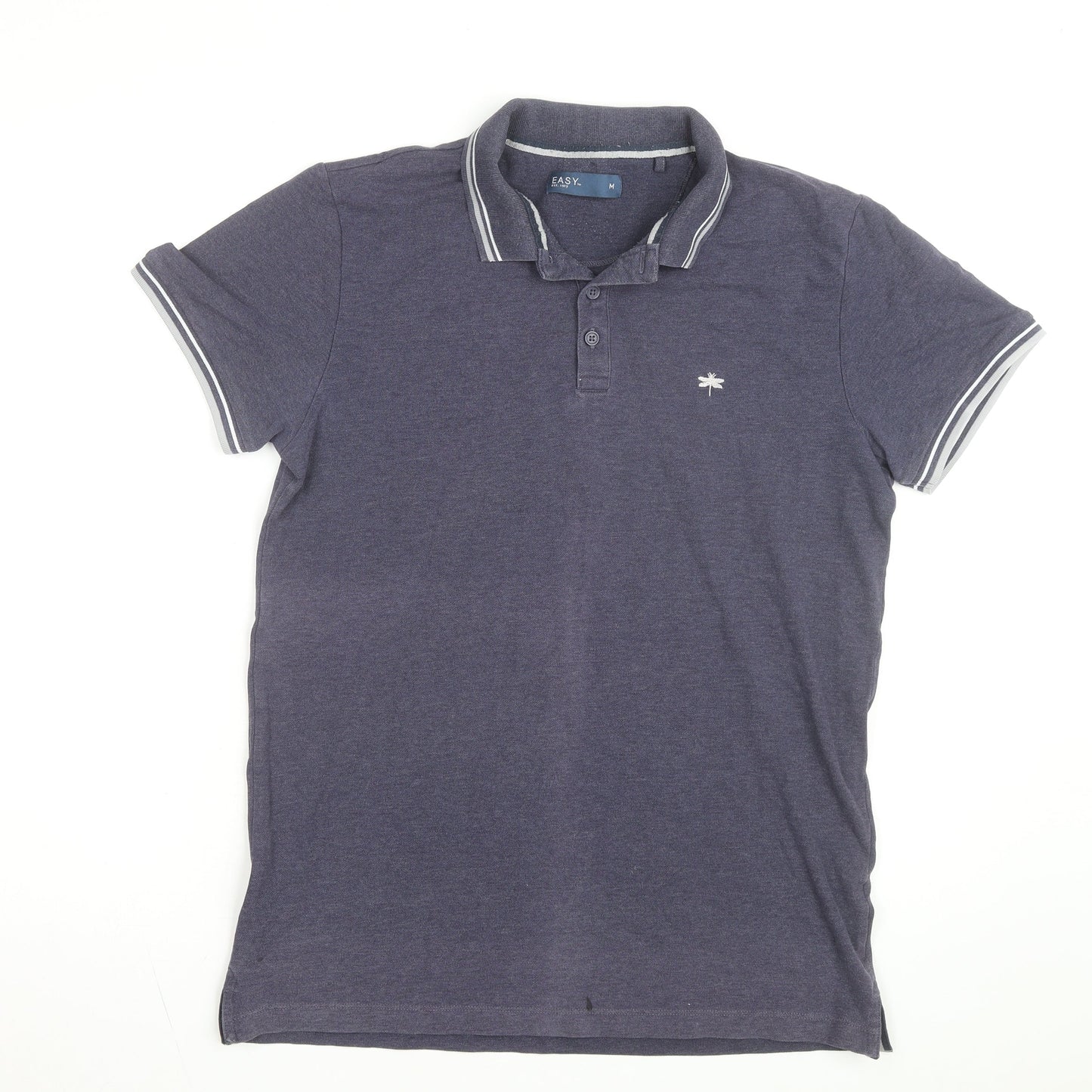 EASY Men’s Blue Polo Shirt Medium Cotton Blend Casual Top