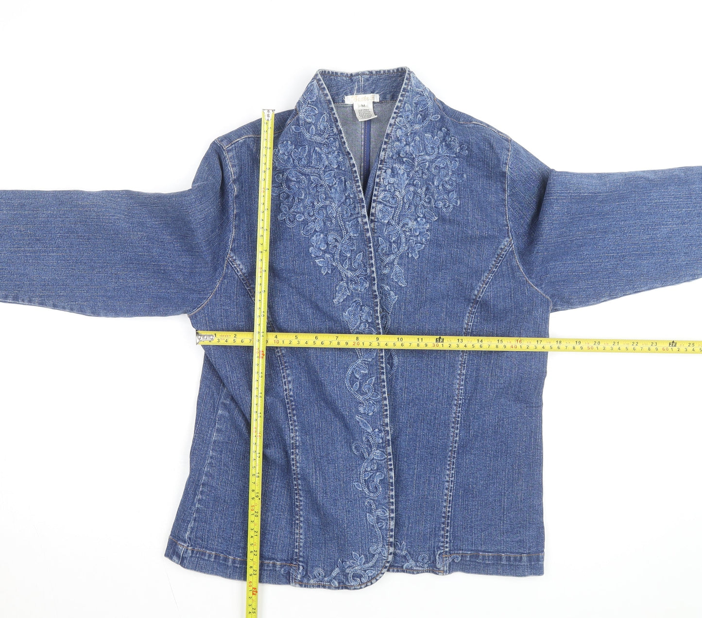 Weston Women's Blue Embroidered Denim Jacket Size M Regular Fit