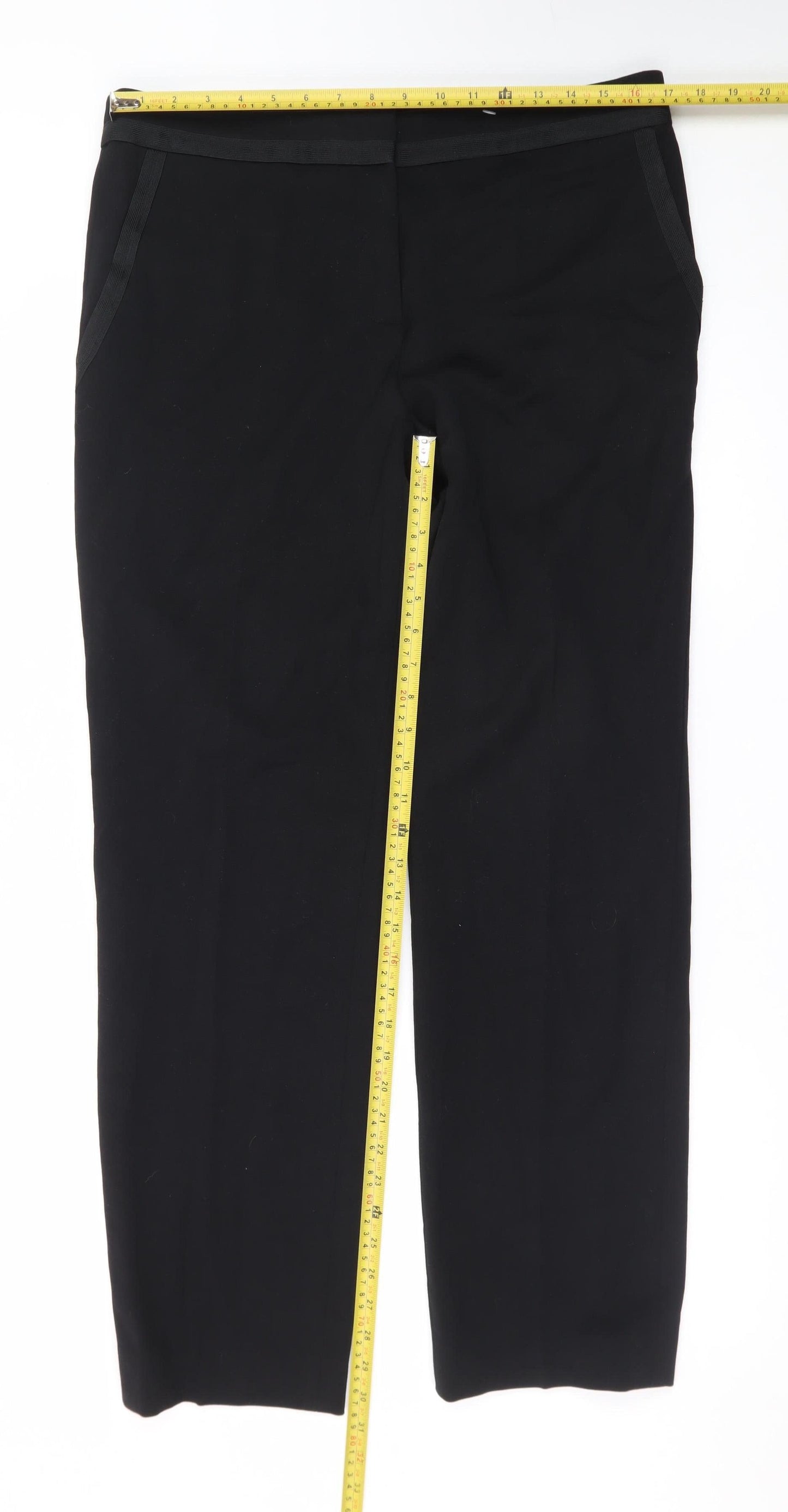 Jaeger Women Black UK 14 Wool Blend Straight Dress Pants