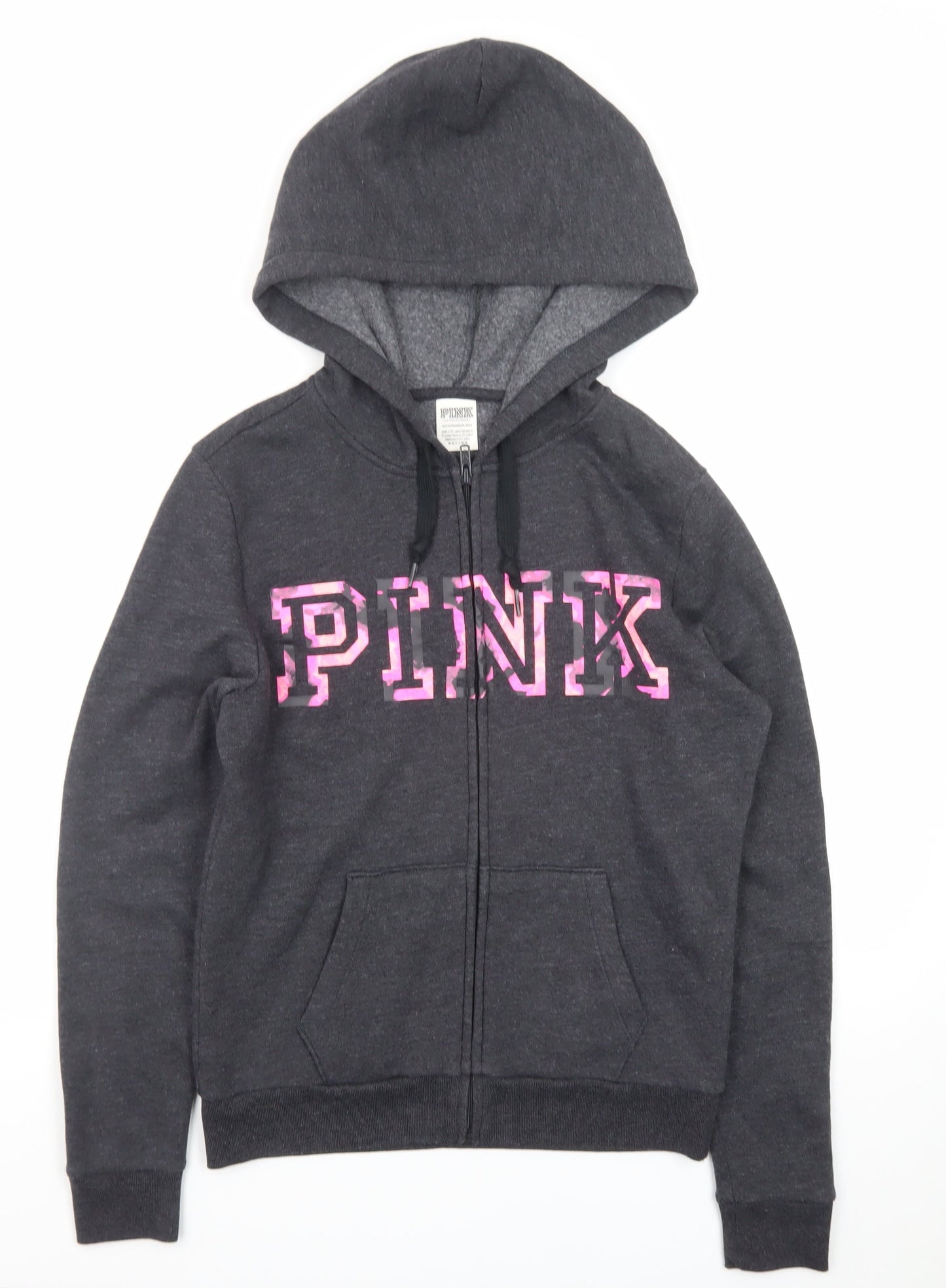 Victoria's Secret PINK Women's Black XS Full Zip Hoodie Sweatshirt