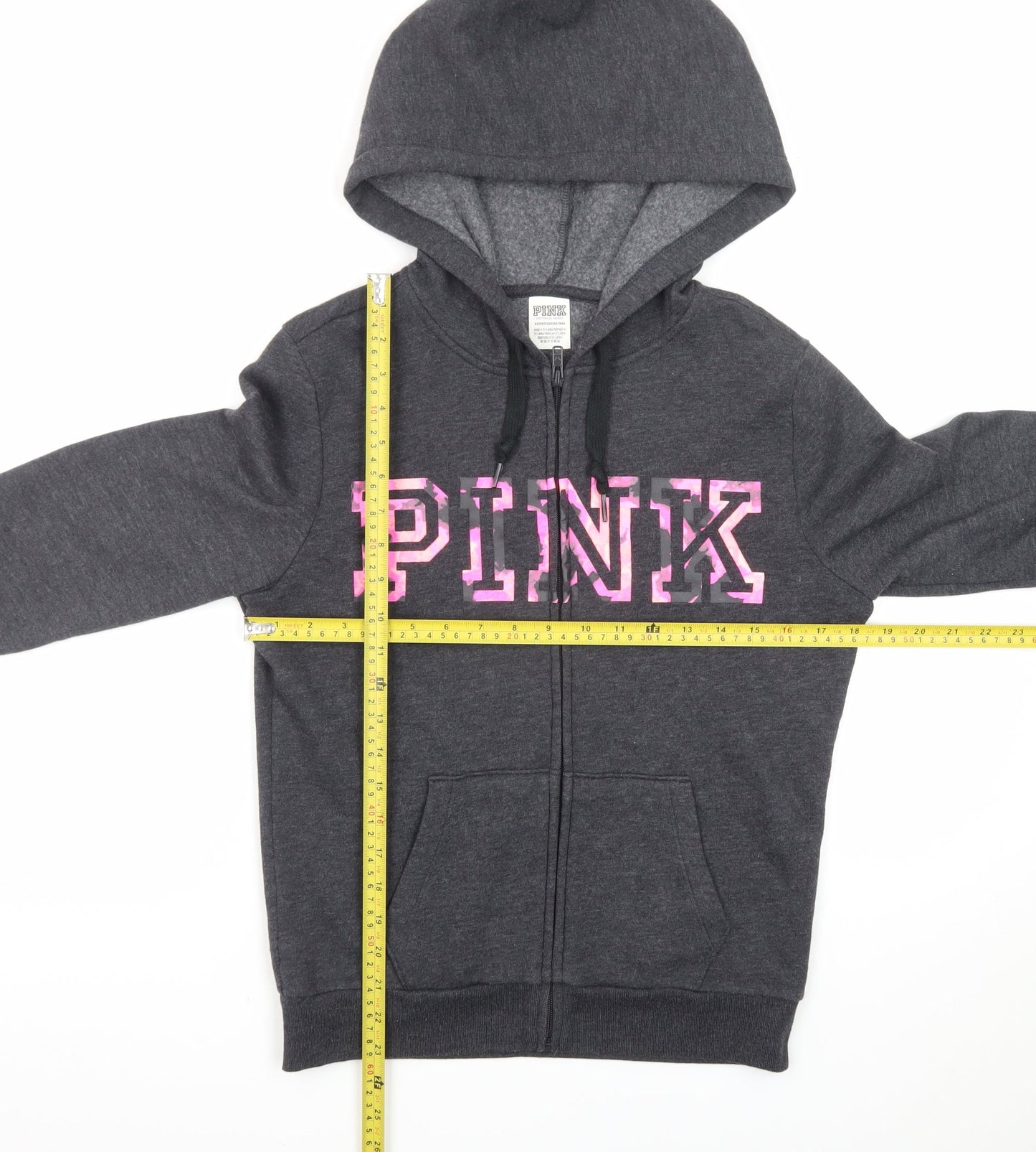 Victoria's Secret PINK Women's Black XS Full Zip Hoodie Sweatshirt