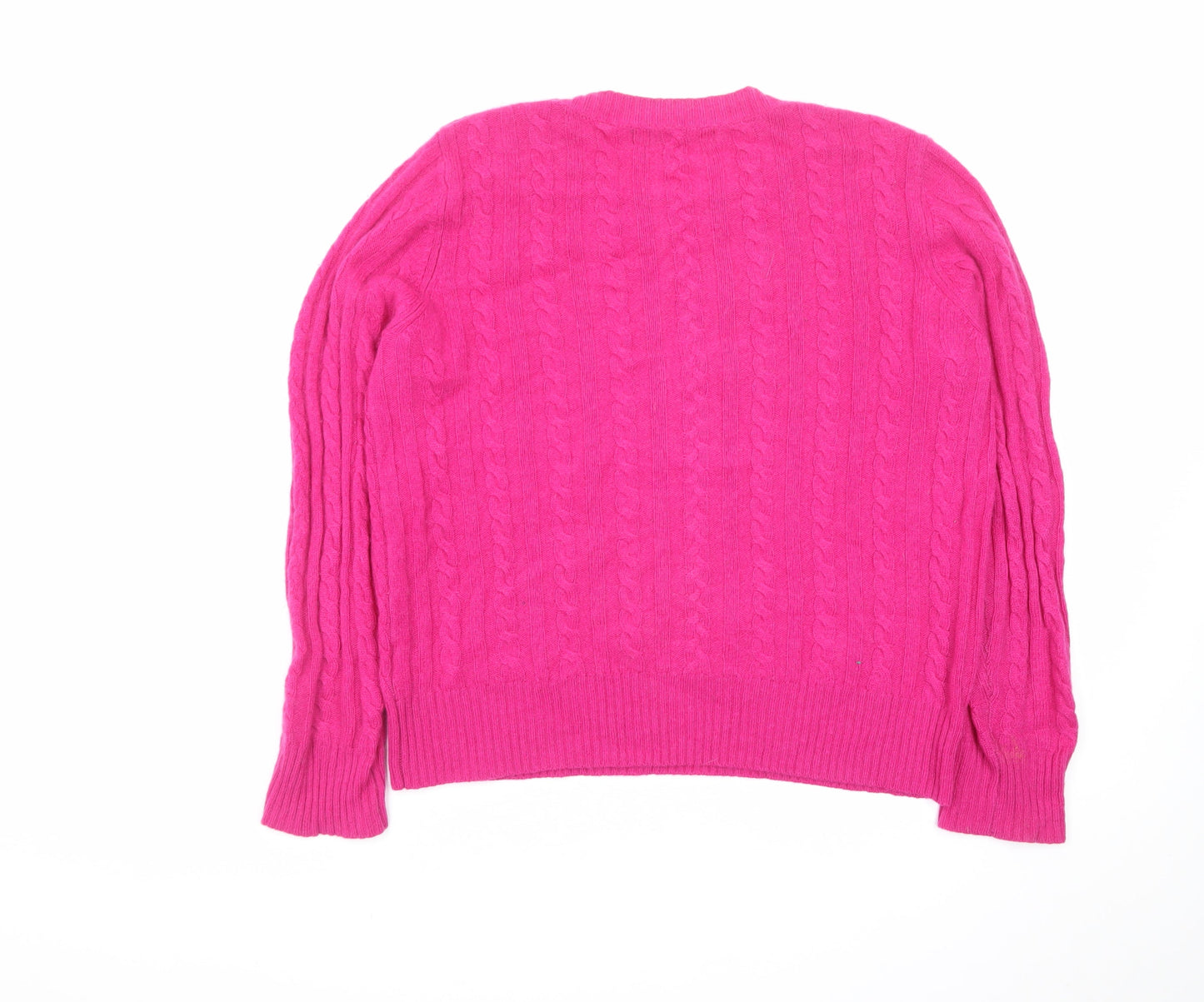 John Lewis Women’s Pink Pure Cashmere Cable Knit Jumper Size 14