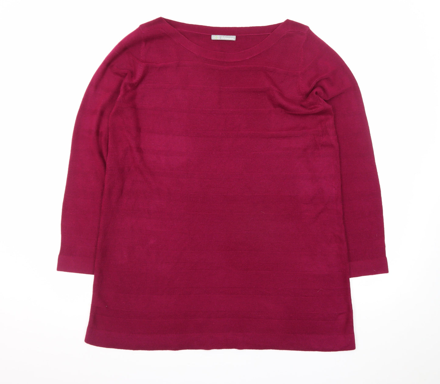 Marks and Spencer Women Dark Raspberry Knit Jumper Dress Size 20