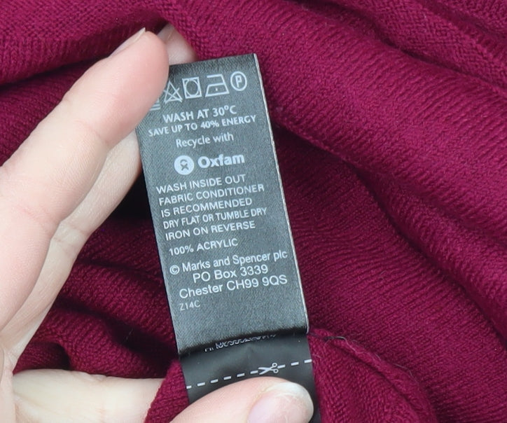 Marks and Spencer Women Dark Raspberry Knit Jumper Dress Size 20