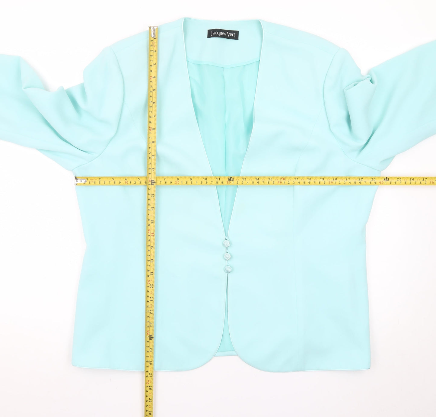 Jacques Vert Women Aqua Blue Long Sleeve Suit Jacket Size 22