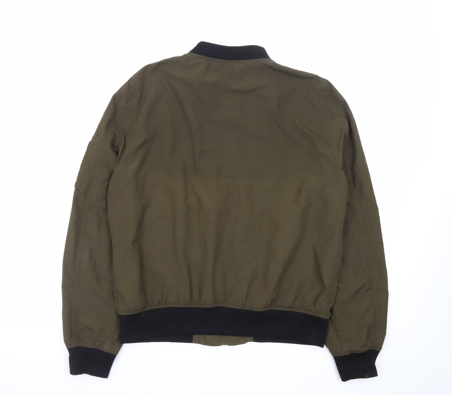Zara Men’s Green Bomber Jacket L Regular Fit Polyester Zip