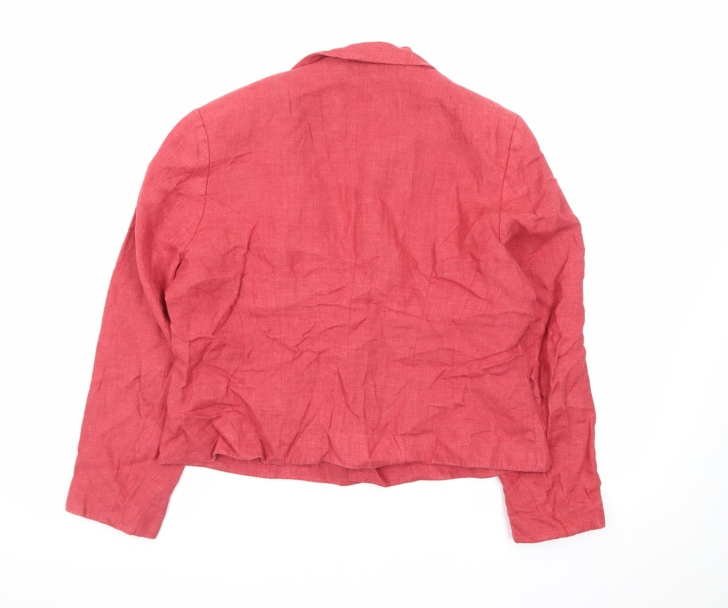 Kaliko Women's Red Linen Blazer Jacket Size 16 Classic Short