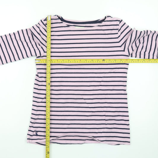 Joules Womens Pink Striped Long Sleeve Cotton Nautical T-Shirt Size 10