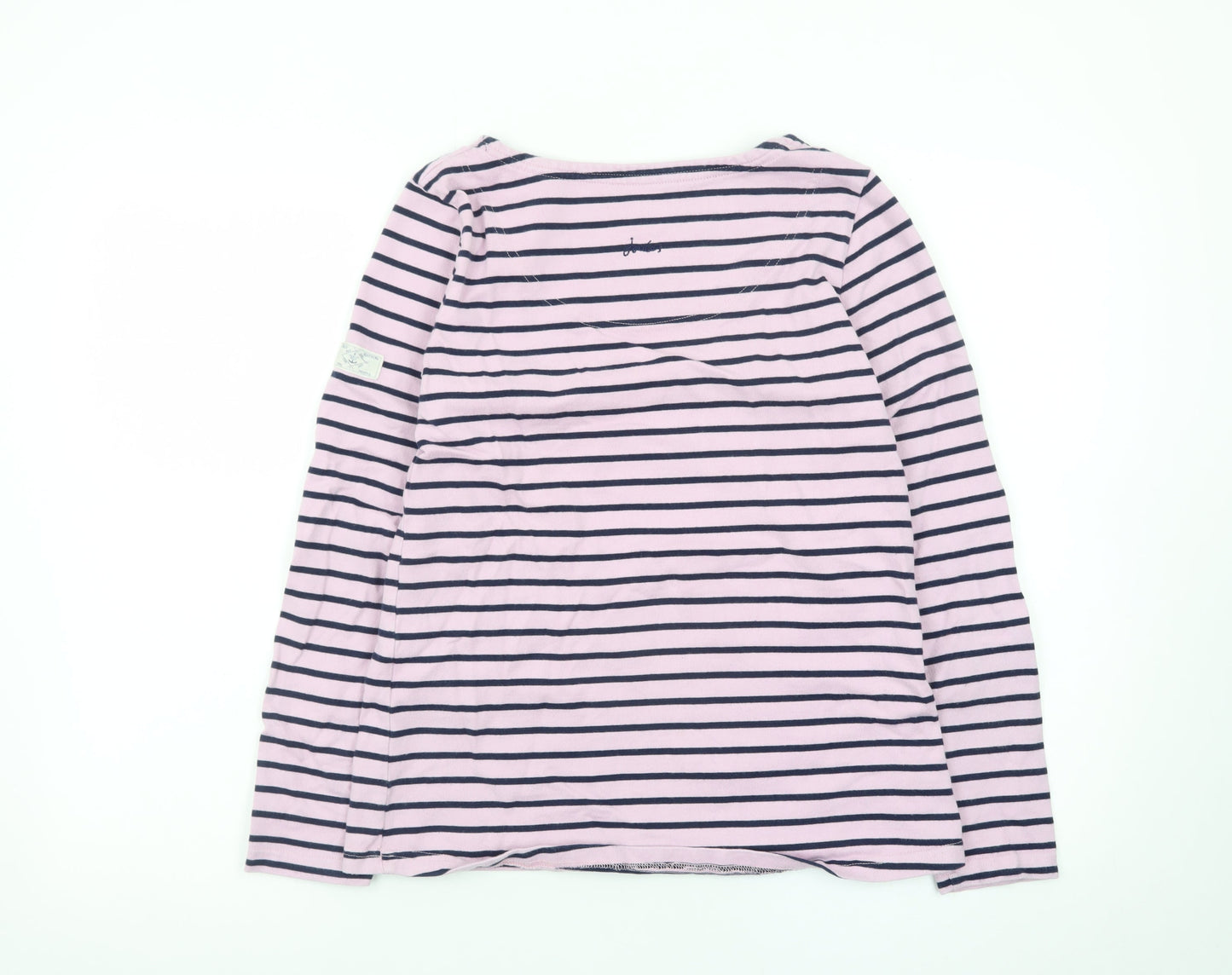 Joules Womens Pink Striped Long Sleeve Cotton Nautical T-Shirt Size 10