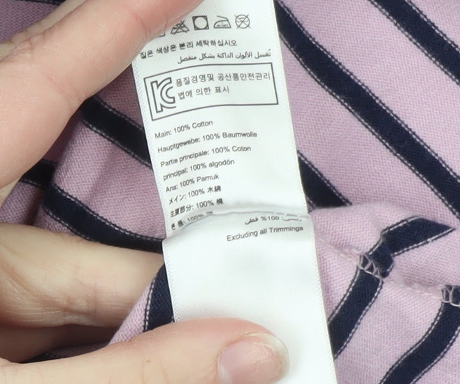 Joules Womens Pink Striped Long Sleeve Cotton Nautical T-Shirt Size 10