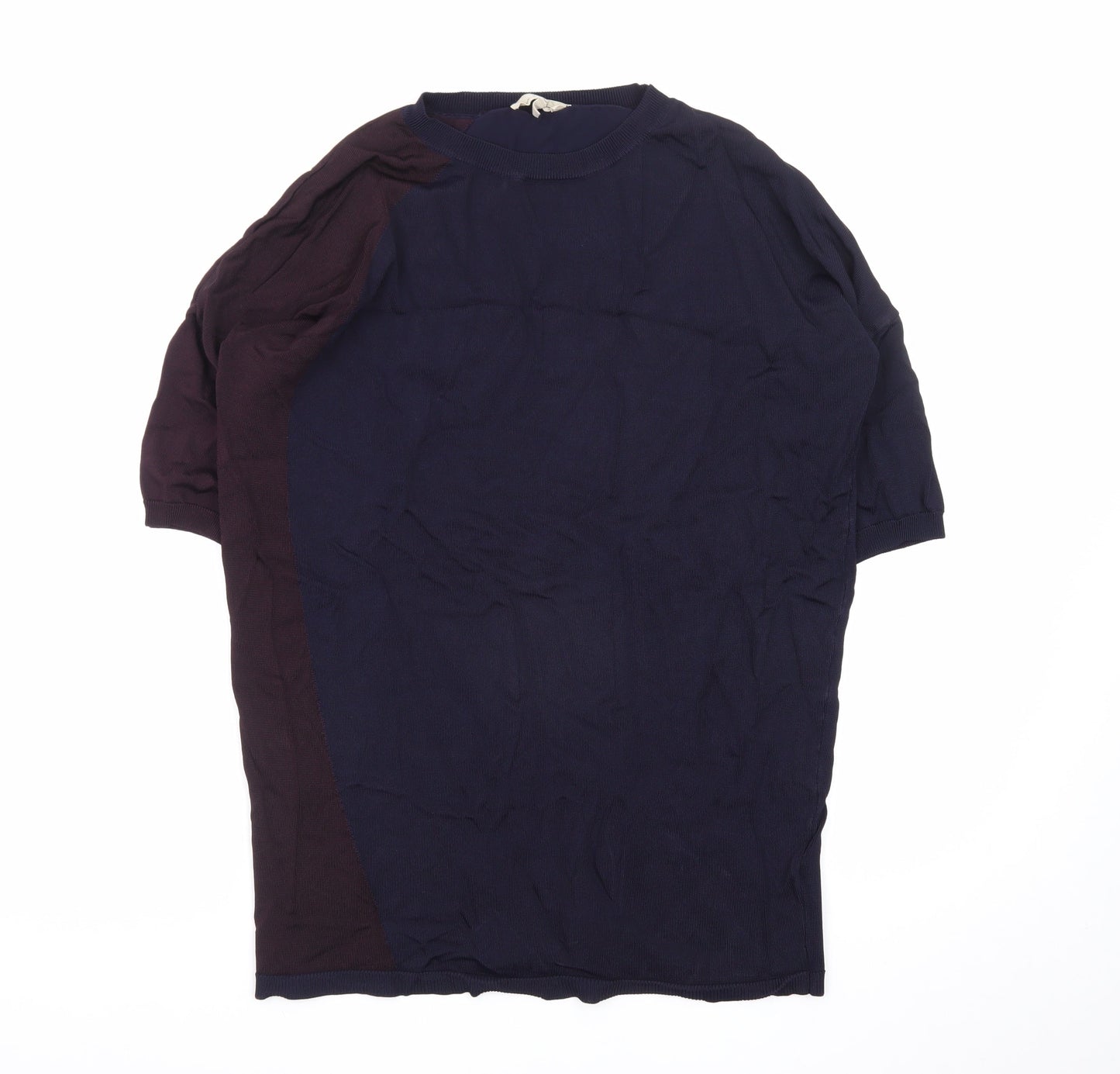 Phase Eight Unisex Blue Colourblock Knit Short Sleeve T-Shirt XS