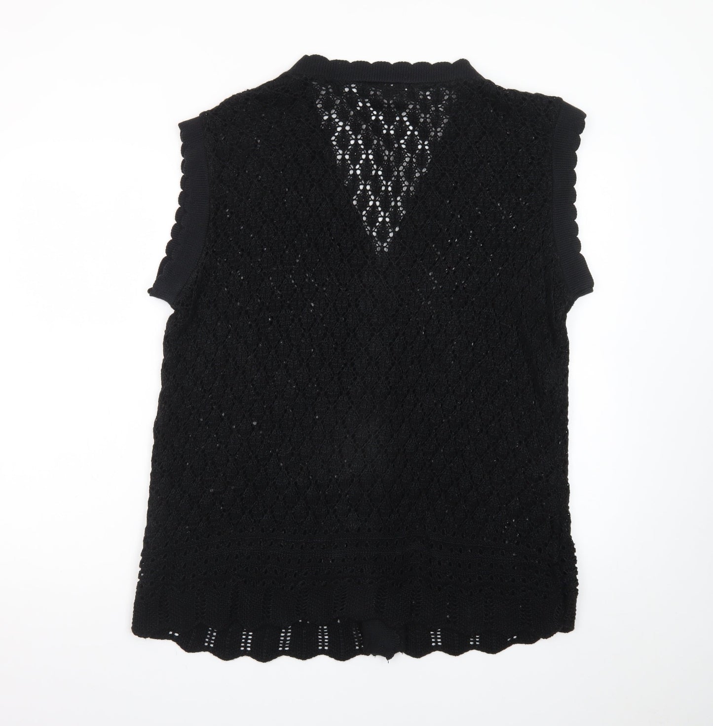 Destiny Women’s Black Sleeveless Crochet Knit Cardigan 2XL