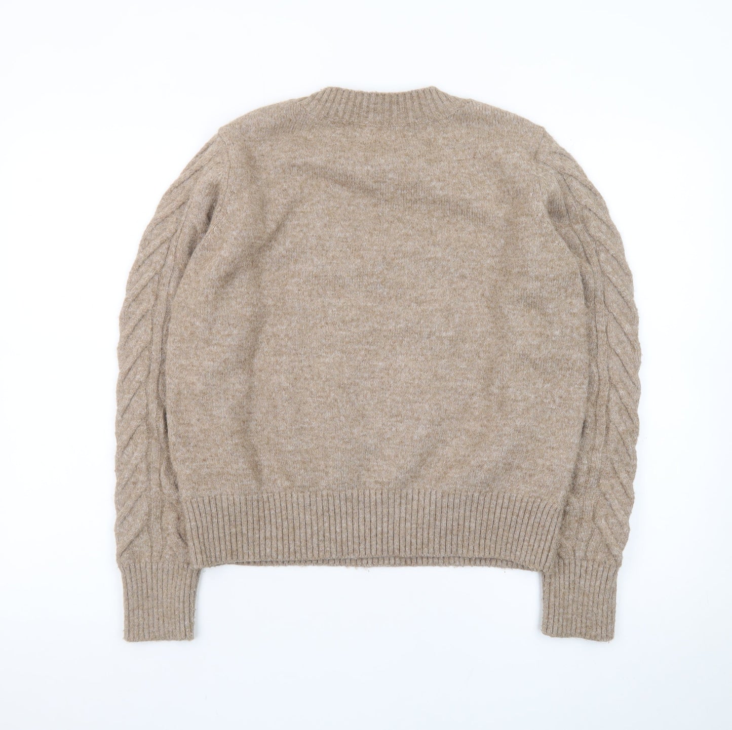 Marks and Spencer Womens Beige V-Neck Cable-Knit Jumper M