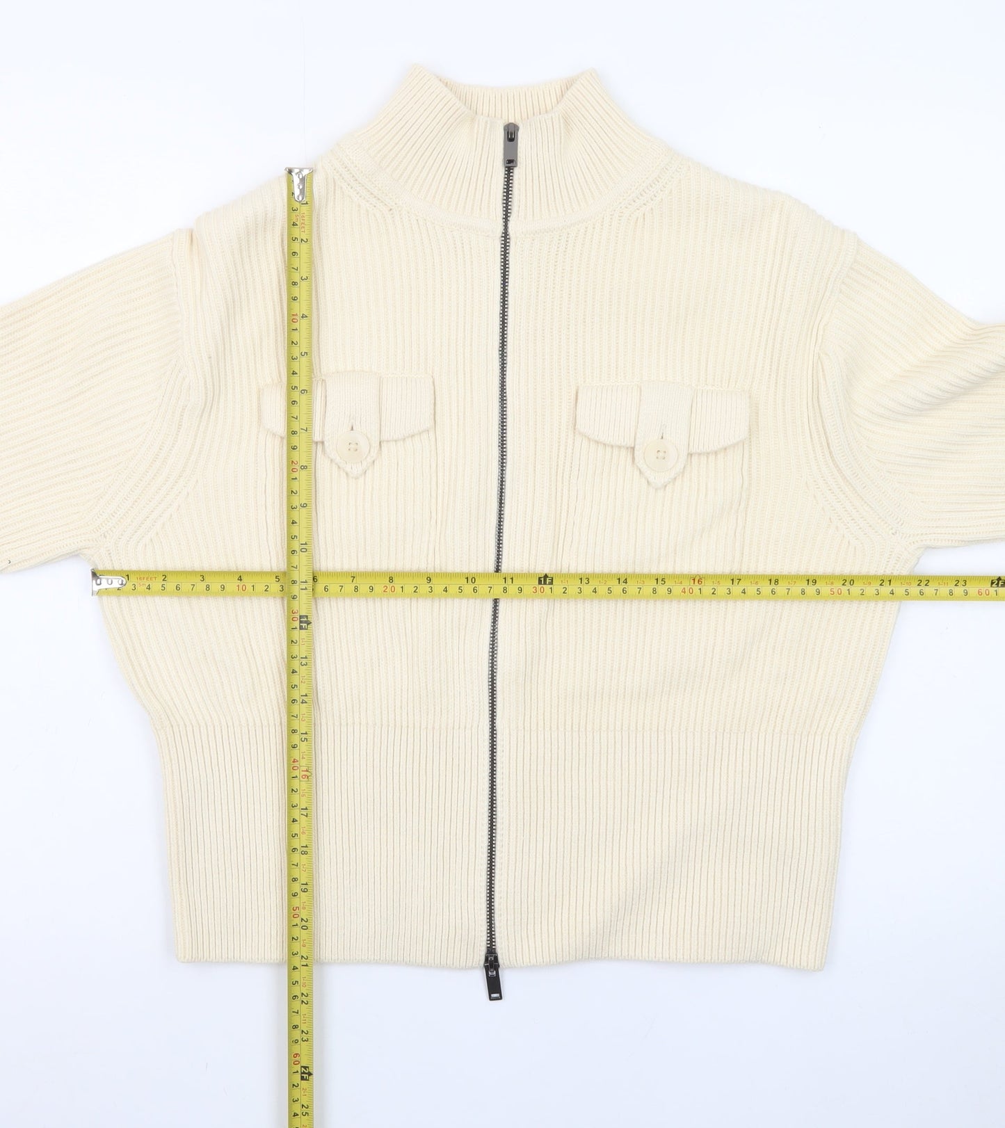 Marks and Spencer Women’s Ivory Full Zip Knit Jumper Size M