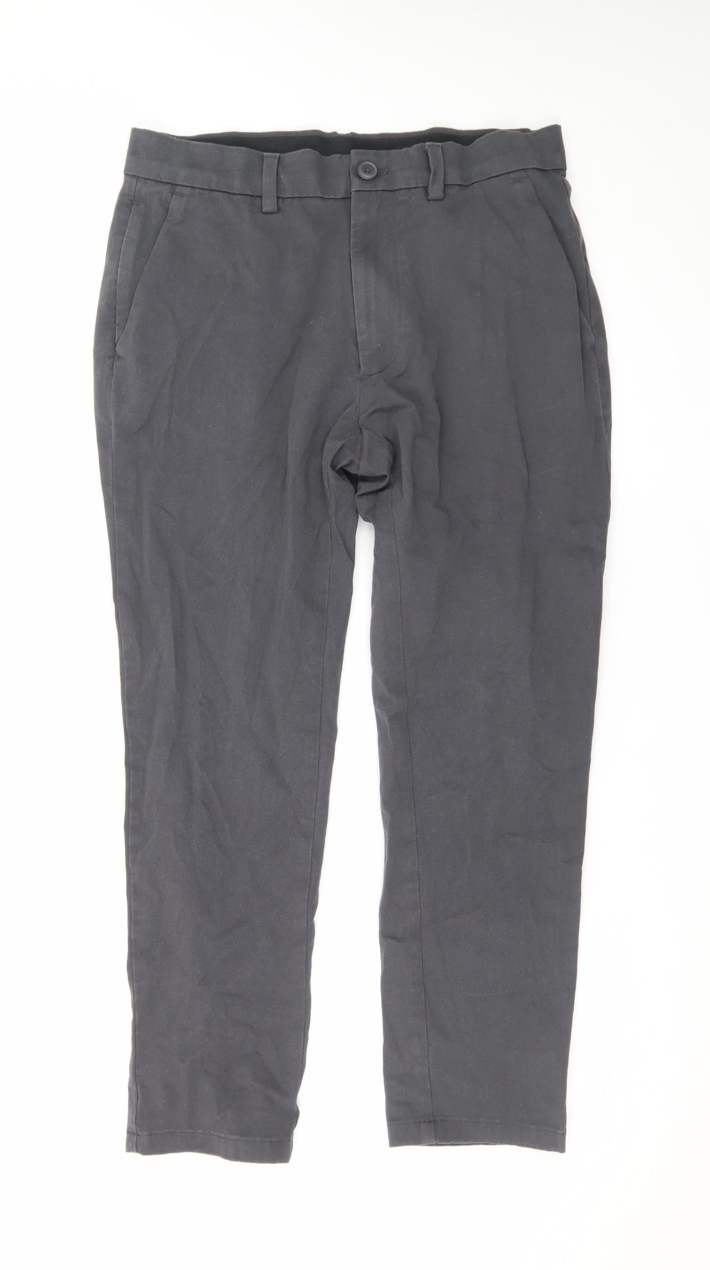 Marks and Spencer Men's Grey Slim Fit Cotton Chino Trousers 30W 29L