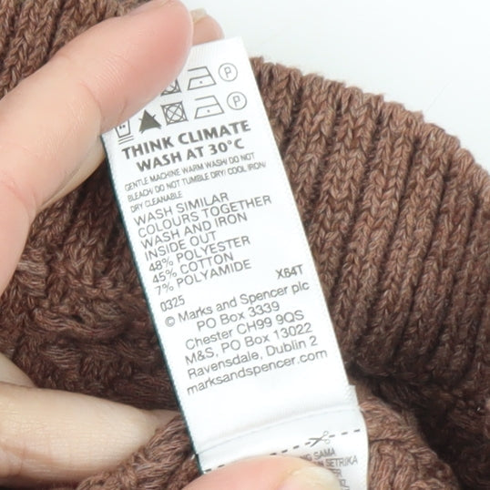 Marks and Spencer Women Brown Knit Short Sleeve Cardigan M