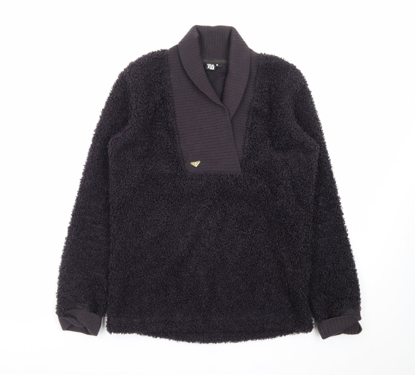 Roxy Women's Black Shawl Collar Fleece Jumper Size S