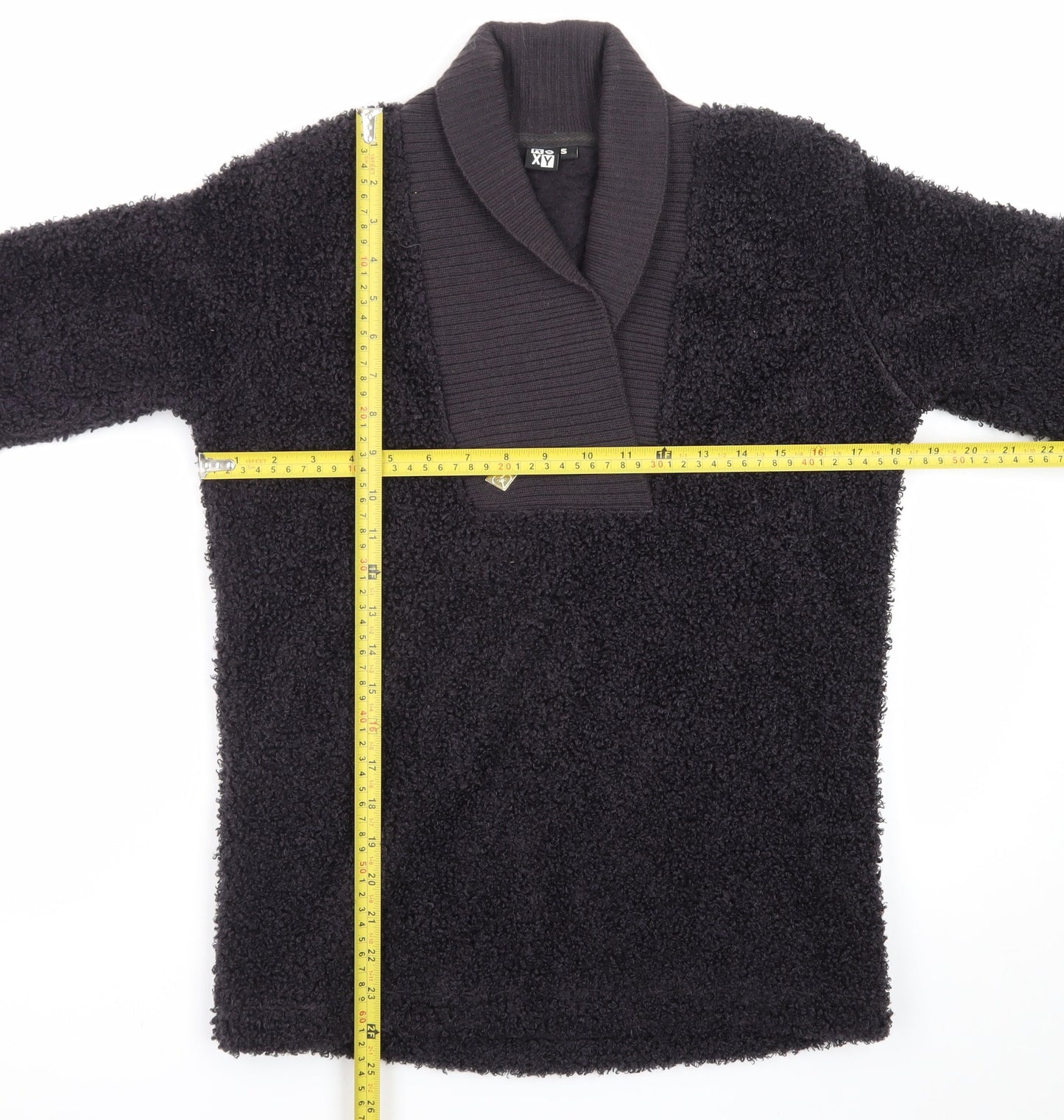 Roxy Women's Black Shawl Collar Fleece Jumper Size S