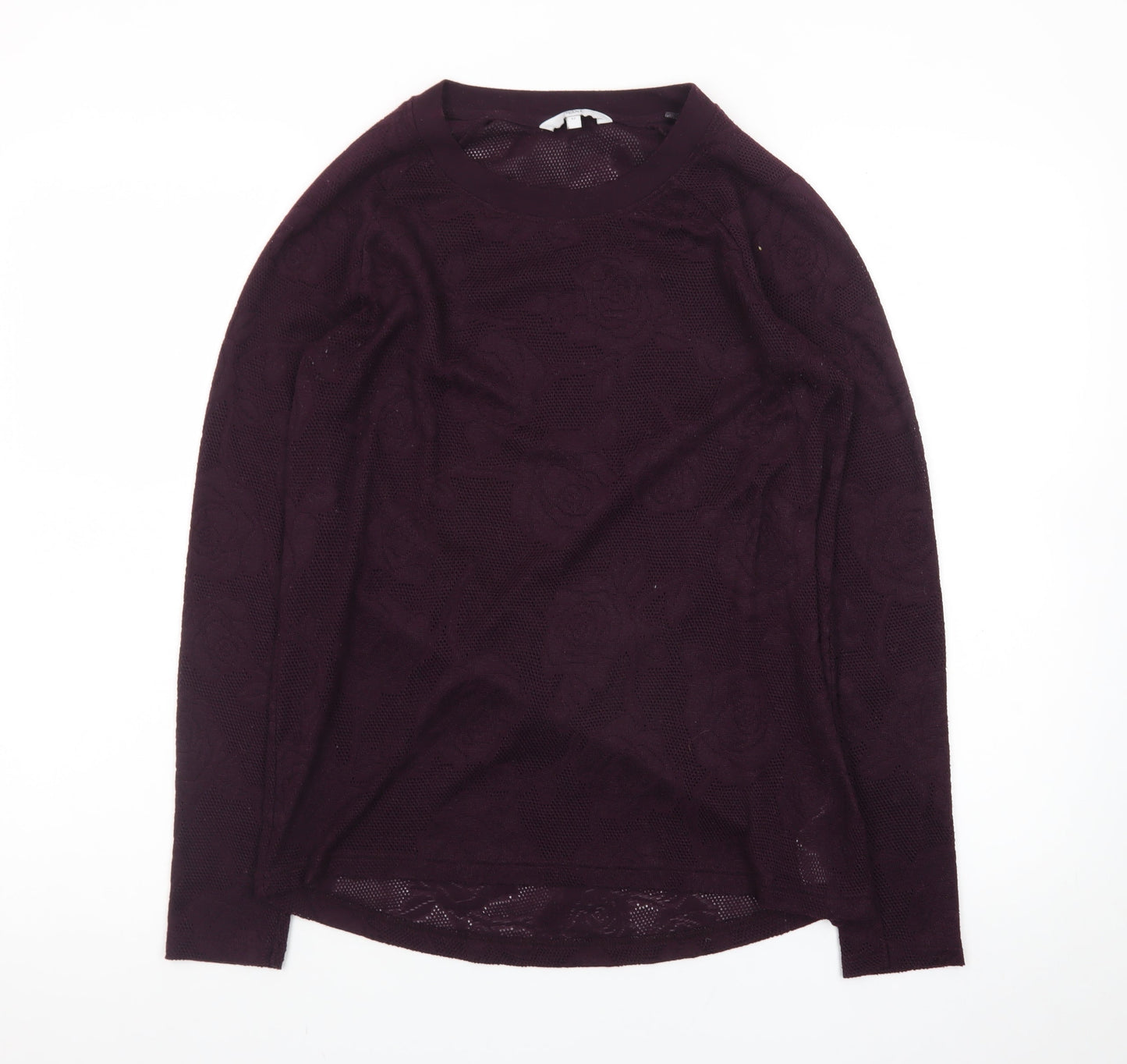 Marks and Spencer Womens Purple Floral Knit Pullover Jumper Size 14