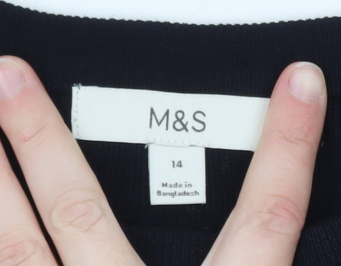 Marks and Spencer Womens Purple Floral Knit Pullover Jumper Size 14