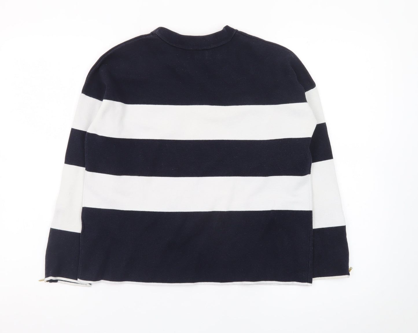 Hobbs Womens Navy White Striped Cotton Crew Neck Jumper XS