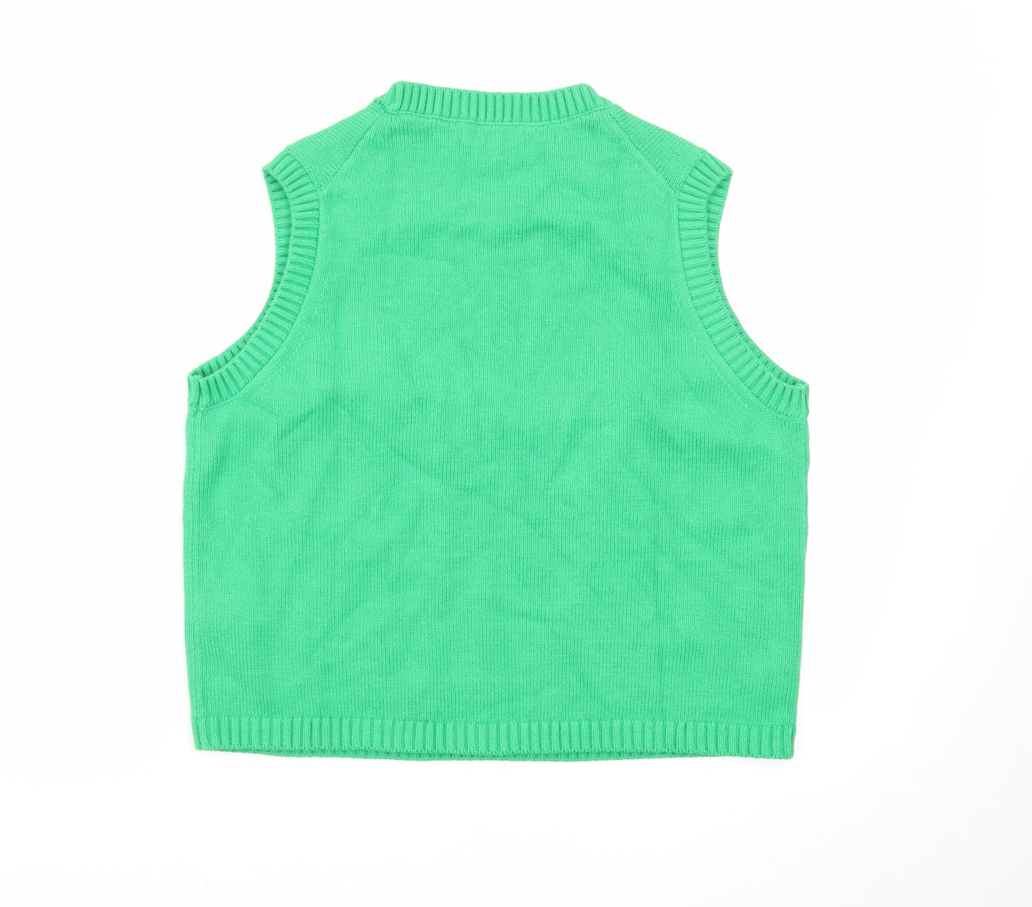 Marks and Spencer Women's Green Knit Sleeveless Vest Jumper L