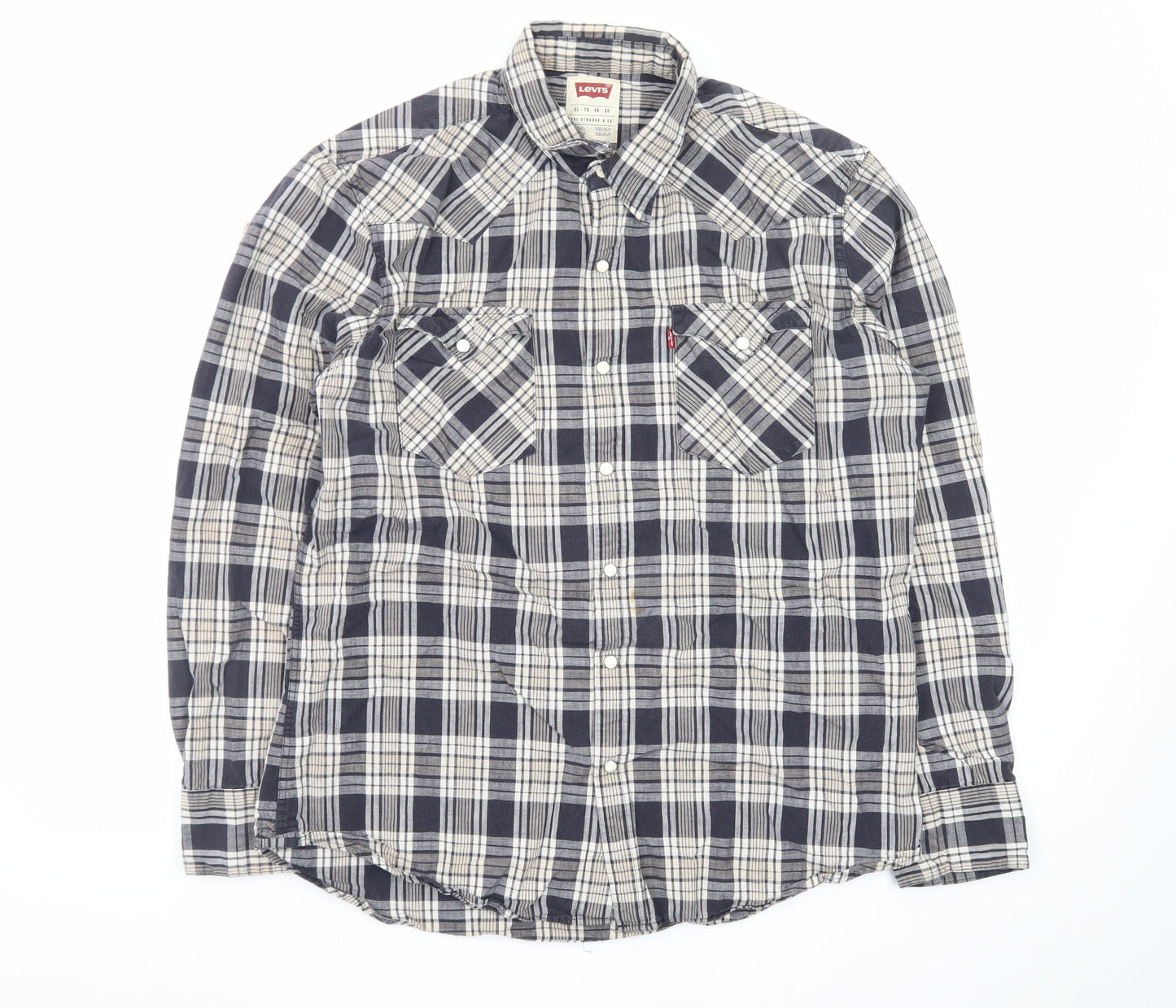 Levi's Men's Blue Check Flannel Long Sleeve Button-Up Shirt XL
