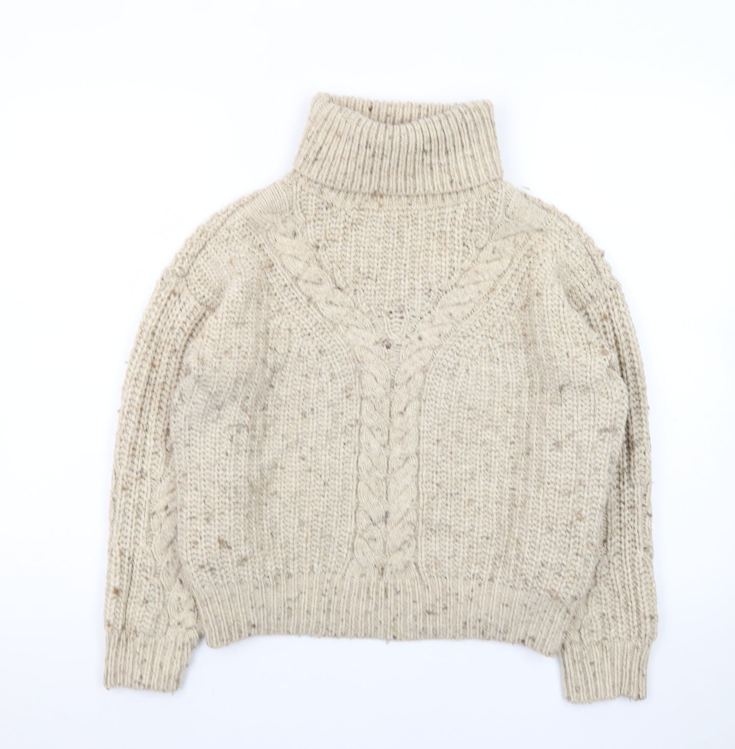 Marks and Spencer Womens Beige Roll Neck Chunky Knit Jumper M