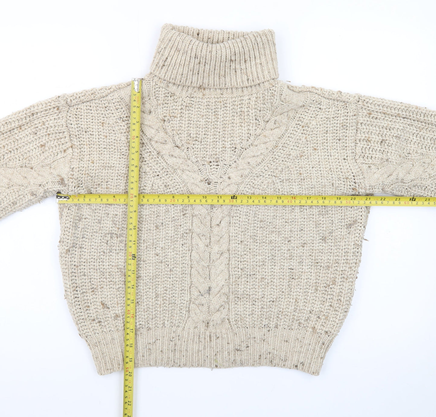 Marks and Spencer Womens Beige Roll Neck Chunky Knit Jumper M