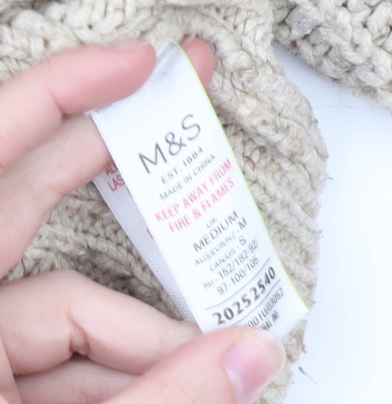 Marks and Spencer Womens Beige Roll Neck Chunky Knit Jumper M