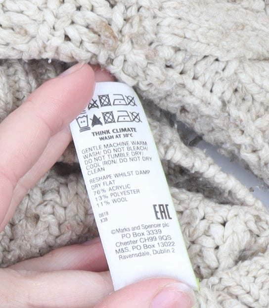 Marks and Spencer Womens Beige Roll Neck Chunky Knit Jumper M