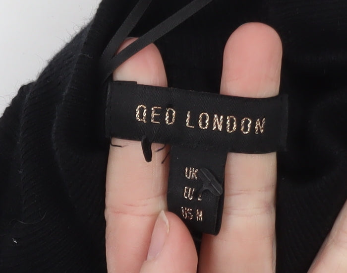 QED London Women Black M Roll Neck Long Sleeve Pullover Jumper