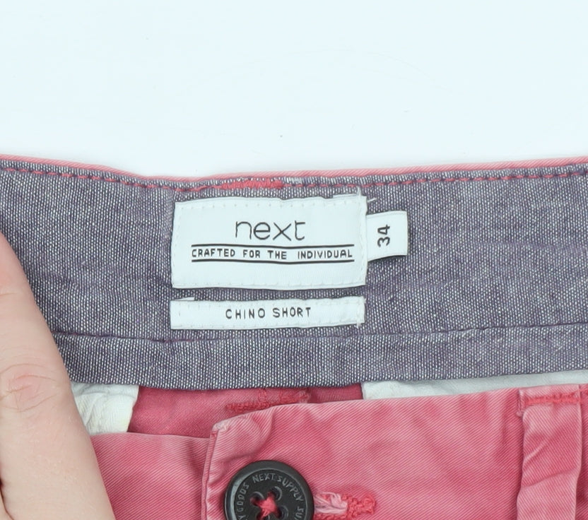 Next Men’s Pink Chino Shorts Size 34 Regular Cotton Casual