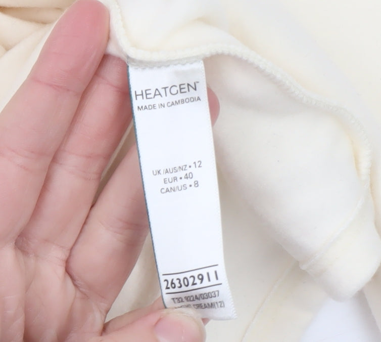 Marks and Spencer Womens Ivory Heatgen Long Sleeve Crew Neck Jumper Size 12