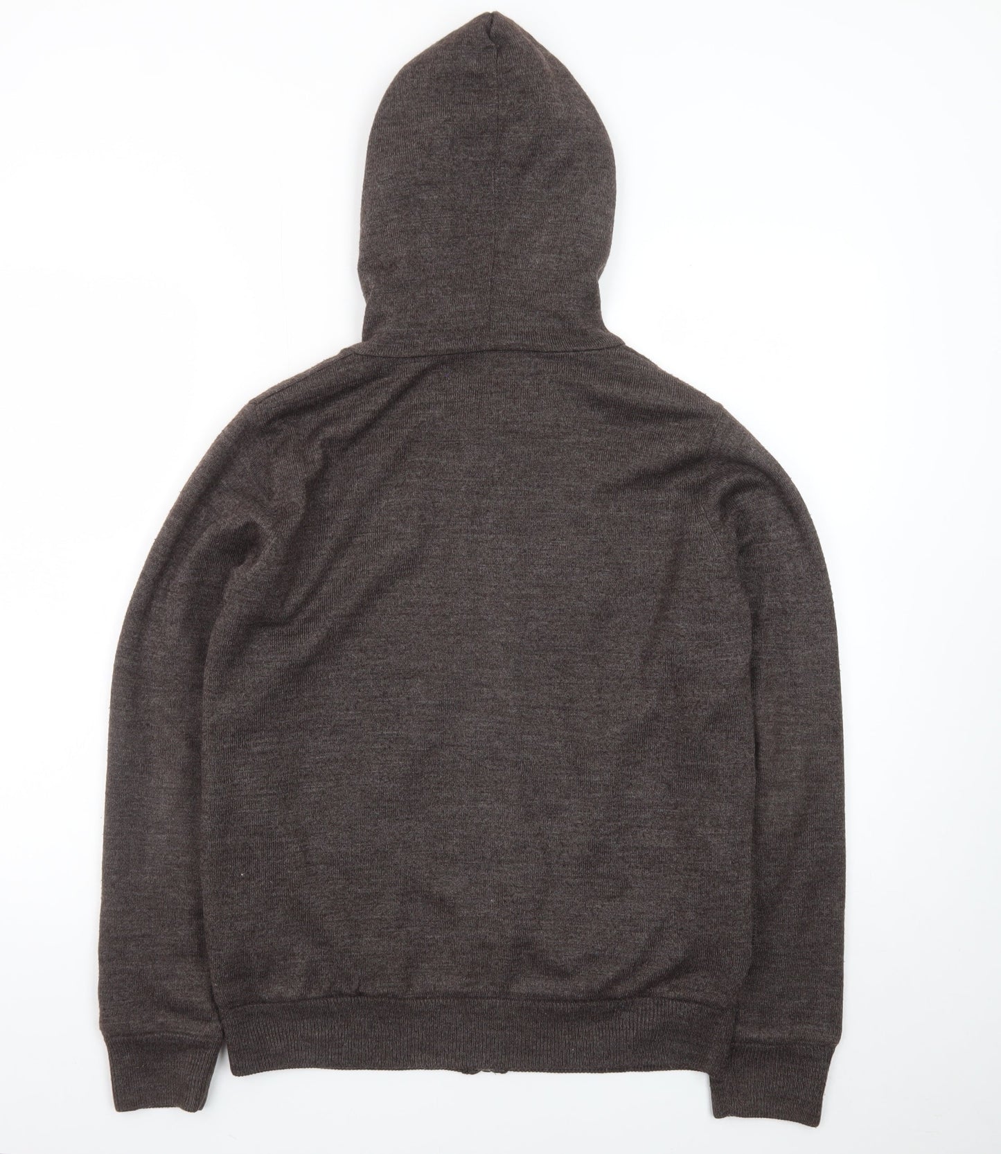 Topman Men's Brown Full Zip Hoodie Knit Hooded Sweatshirt Size S