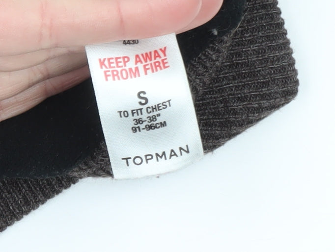 Topman Men's Brown Full Zip Hoodie Knit Hooded Sweatshirt Size S