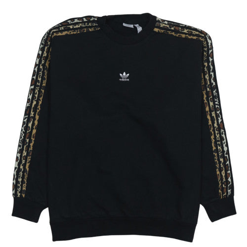 Adidas Womens Black Animal Print Crew Neck Sweatshirt Size L