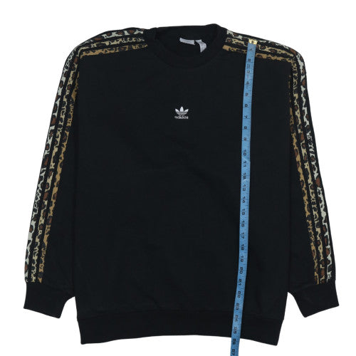 Adidas Womens Black Animal Print Crew Neck Sweatshirt Size L