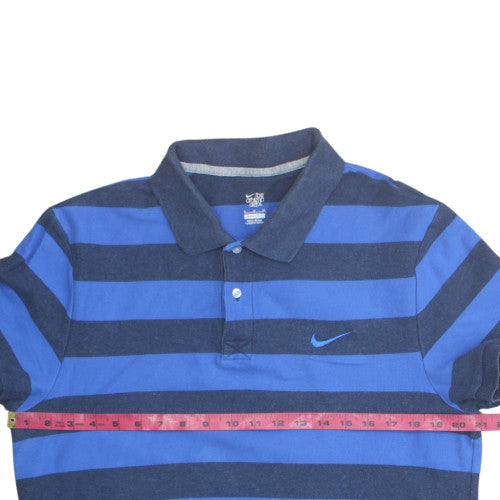 Nike Men's Blue Striped Polo Shirt XL Cotton Casual Classic Fit
