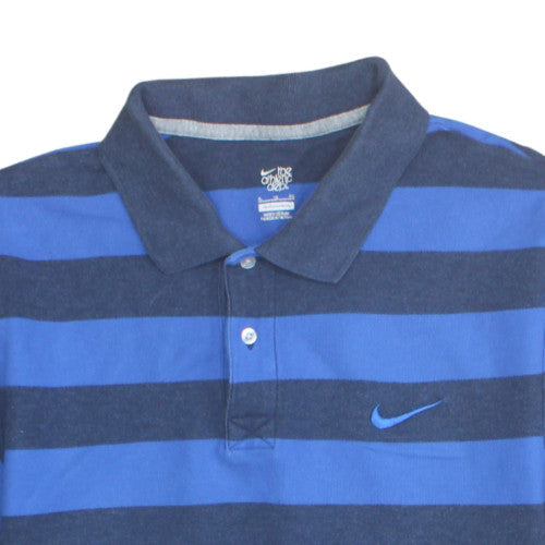 Nike Men's Blue Striped Polo Shirt XL Cotton Casual Classic Fit