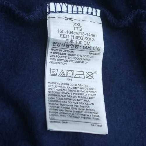 GAP Boys Blue Full Zip Fleece Hoodie 13-14 Years Casual Logo Sweatshirt