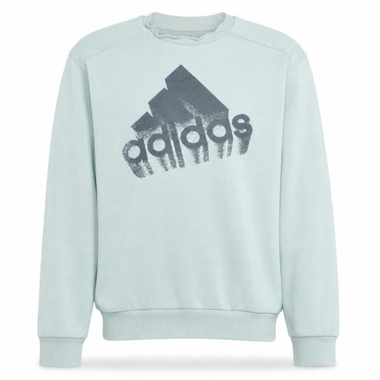 adidas Men Blue Pullover Sweatshirt L Crew Neck Long Sleeve