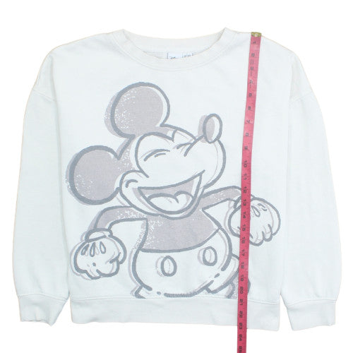 Disney Women White Mickey Mouse Pullover Sweatshirt Size L