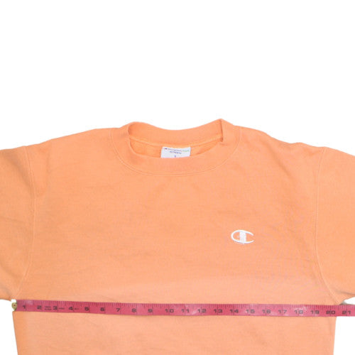 Champion Men's Orange Crew Neck Fleece Pullover Sweatshirt S