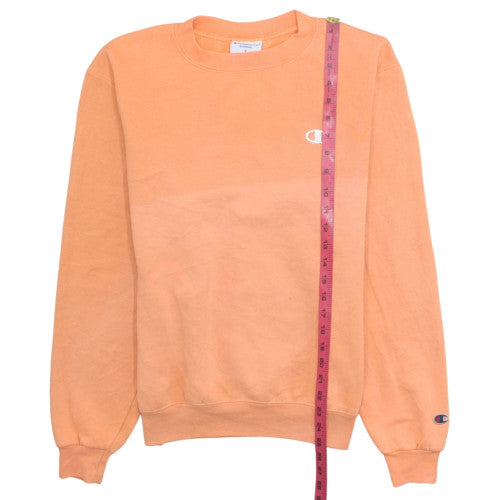 Champion Men's Orange Crew Neck Fleece Pullover Sweatshirt S