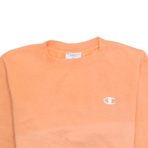 Champion Men's Orange Crew Neck Fleece Pullover Sweatshirt S